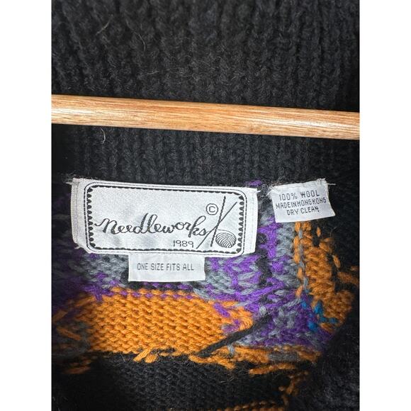 Vintage Needleworks Oversized Long Cardigan Sweater Jacket Hand Knit O/S Pockets - Picture 10 of 10